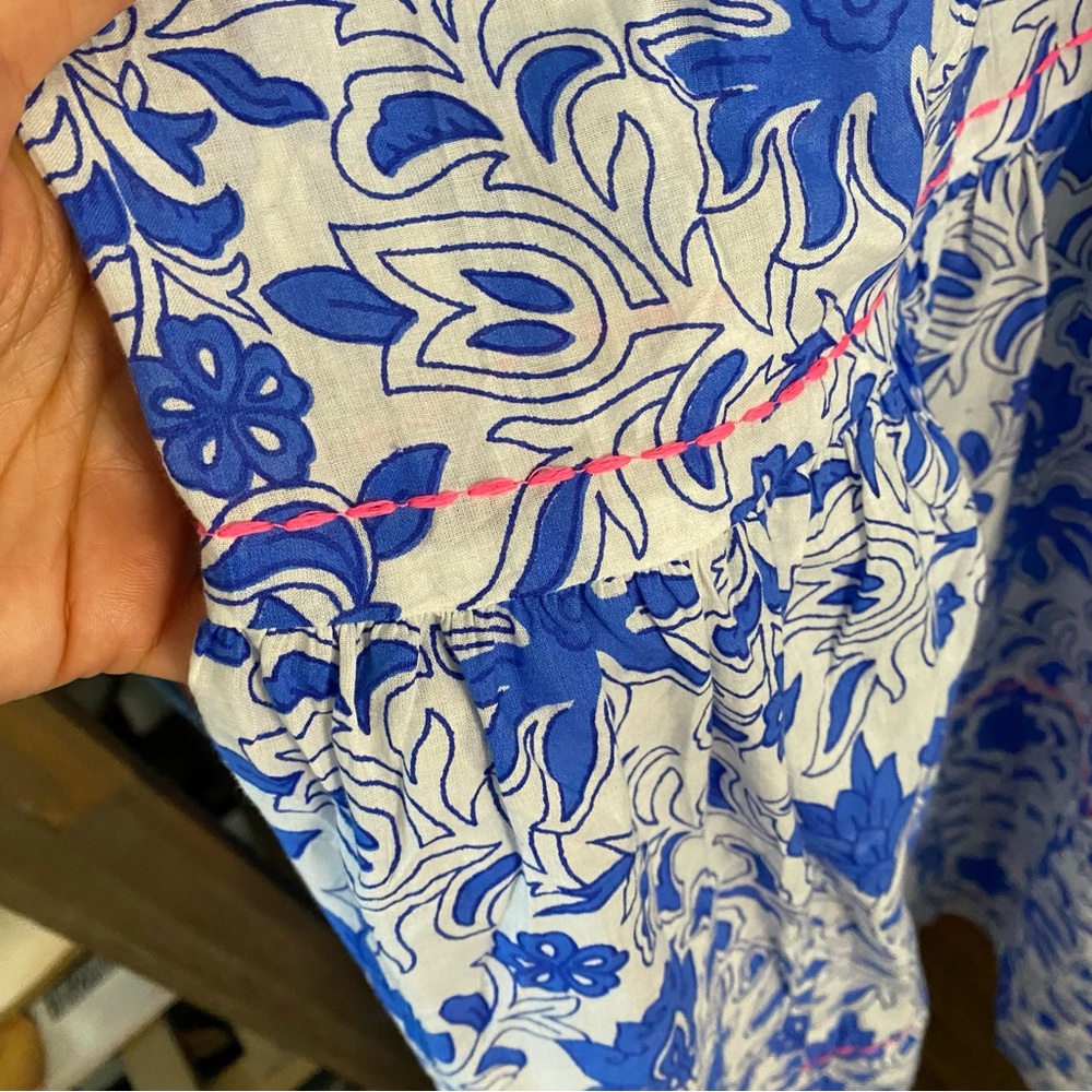 DEBBIE KATZ Floral Blue Maxi Dress/Beach Coverup - Picture 6 of 12
